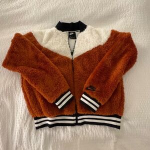 Nike Womens Orange Sherpa Bomber Jacket